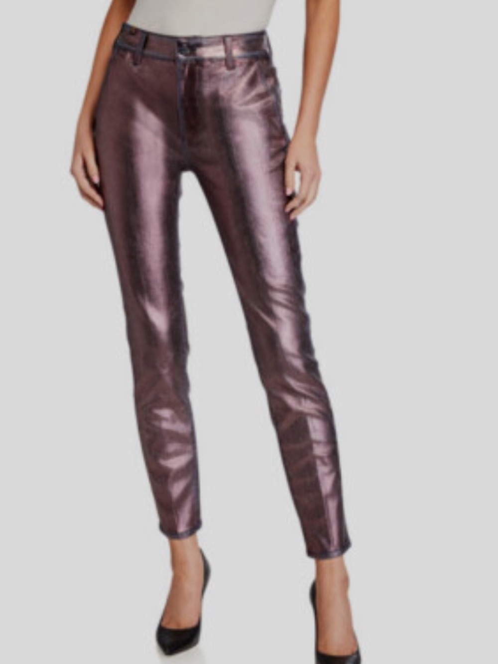 Atelier Notify Paris Metallic Pants Metallic Purple HighWaist Slim Pants size 28